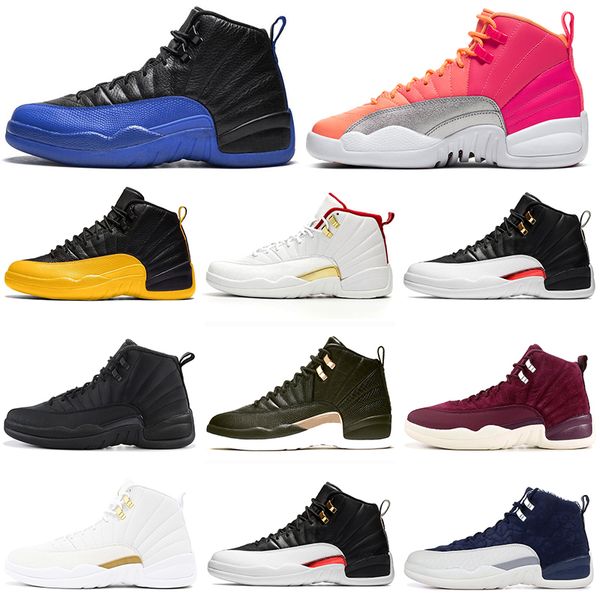 

game royal 12 12s men basketball shoes fiba university gold midnight black punch taxi dark grey wings mens trainer sports sneakers 7-13