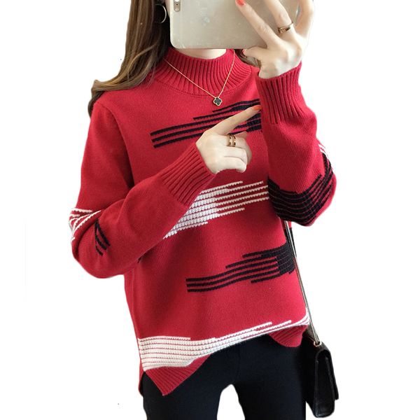

autumn women sweater pullover korean fashion loose turtleneck knit bottoming shirt winter plus velvet warm sweater jumper aa928, White;black