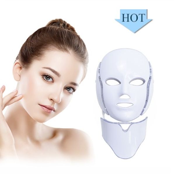 

7 colors light led facial mask with neck skin rejuvenation face care treatment beauty anti acne therapy whitening instrument