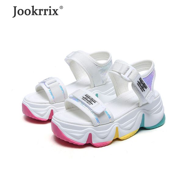 

jookrrix 2020 women summer female increased 6cm wedges thick sole women fashion comfortable sandals black zs2393