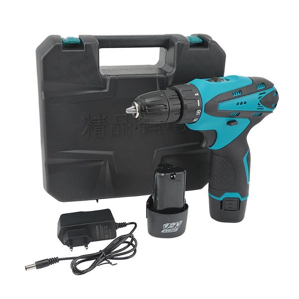 

12v professional cordless drill electric screwdriver set 2 speed setting with 2 rechargeable li-ion batteries power tools