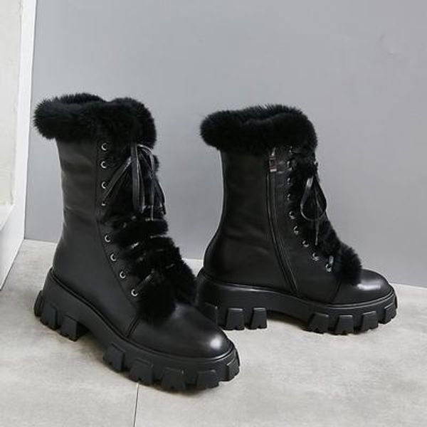 

2019 black boots women's winter boots commuter plush thick bottom wild sponge shoes warm
