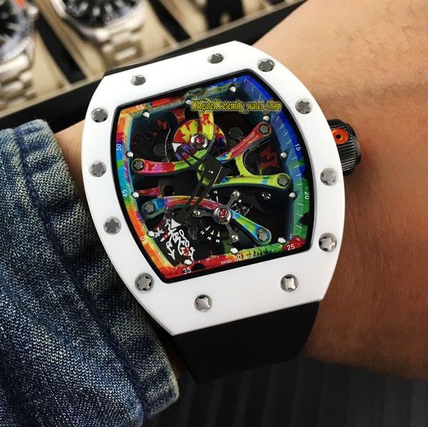 

limited edition rm 68-01 cyril kongo tpz ceramic graffiti colour skeleton dial miyota automatic 2800 vph rm68-01 mens watch sport watches, Slivery;brown