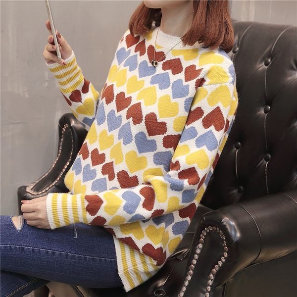 

46028 autumn new round collar clamp love sets color knit dress 40, White;black