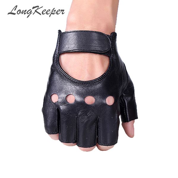 

longkeeper half finger gloves men pu leather for motocycle fingerless luva tactical gloves men women guantes, Blue;gray