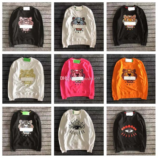 

from japan brand mens designer hoodie man woman long sleeve o-neck shirt tiger embroidery full sweatshirt cotton size s-2xl, Black