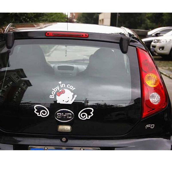 

reflective decals baby in car female baby in the car warning tail stickers