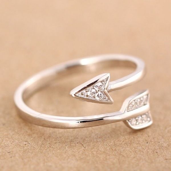

plated s925 silver love bow and arrow stones opening toe ring rings wholesale