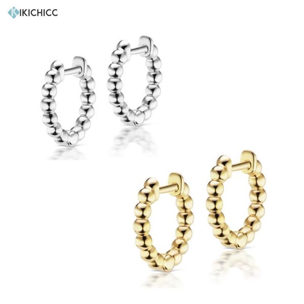 

kikichicc 925 серебряные шарики huggies 9мм обручи серьги нет-клипы пирсинг loops кольца раундов украшения, Golden;silver
