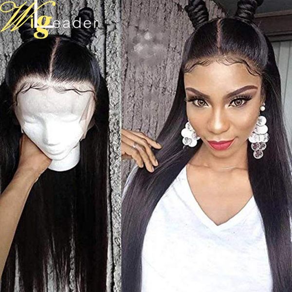 

wigleader straight preplucked human hair lace front wigs 150% glueless lace frontal wigs bleach knot hair for black women, Black;brown
