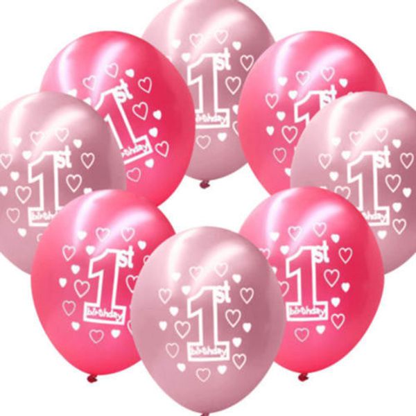 

10pcs цветастой девочки мальчики первого дня рождения партия праздничного pearlised латексных печатные шары для украшения дома