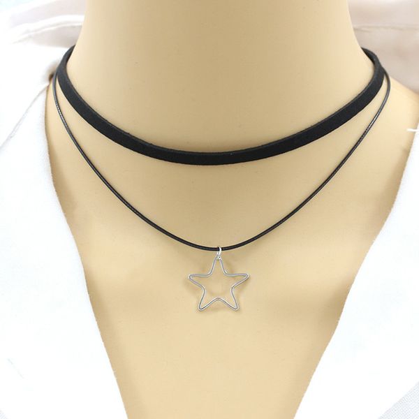 

geometric necklace triangle necklaces pentagram women rope chain ladies pendant girl jewelry silver color trendy alloy halskette