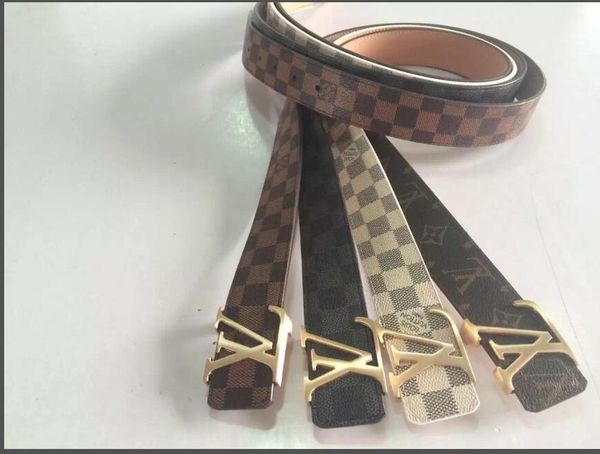 

designer fashion m c men's & women's leather belt h gold pearl buckle ing, Black;brown