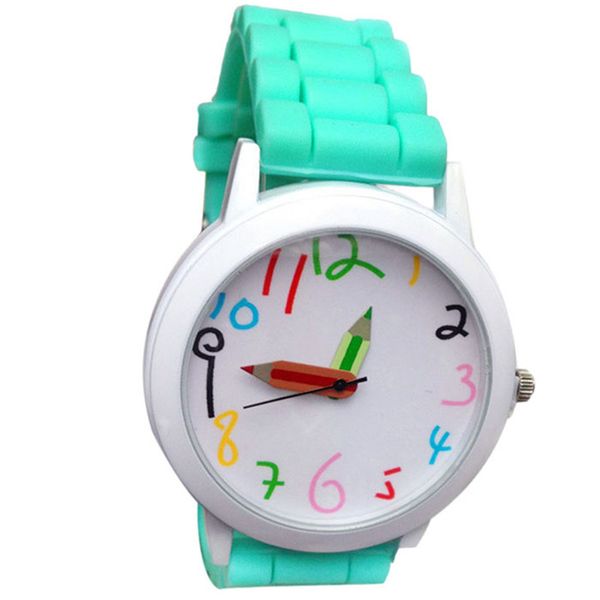 

watches kid girls boys silicone straps wristwatch children analog quartz watch cute clock montre enfant watches kid cc5, Slivery;brown
