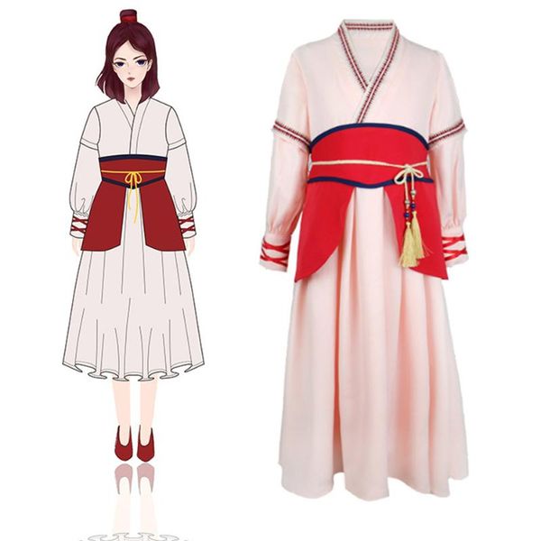 

chinese ancient costume girls princess mulan dress cosplay frock kids party halloween clothing children role play mulan vestido, Red;yellow