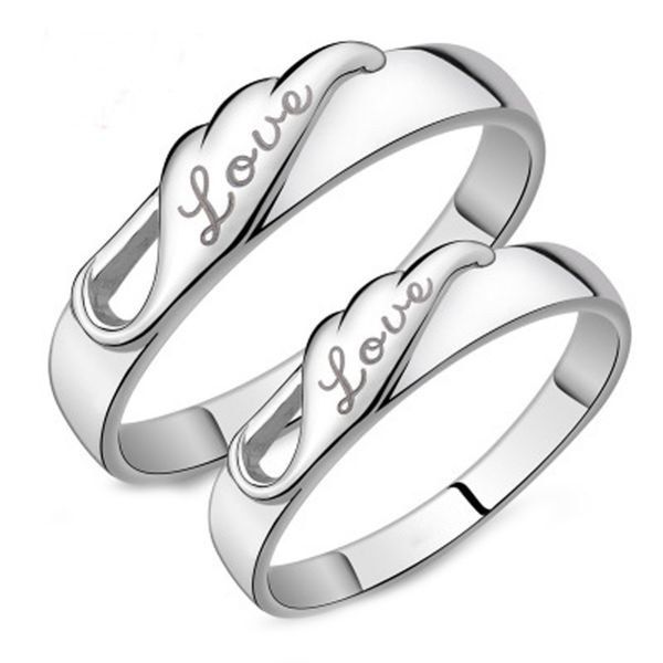 

fashion jewelry love wings of love opening adjustable silver plated couple rings valentine's gift of dropshipping, Slivery;golden