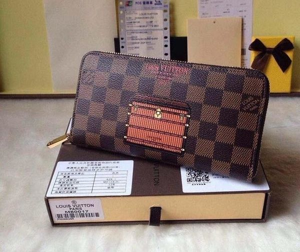 

zipper bag n63185 damier checkered zippy series wallet oxidized leather clutches evening long chain wallets compact purse