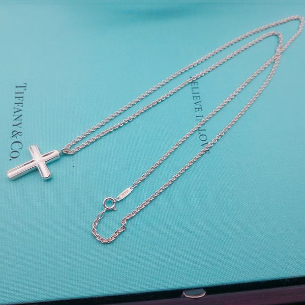 

2019 new famous tiffany925 necklace STERLING 925 sivler 1837 cross necklace women men for couples fashion necklace