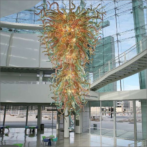 

Французский Стиль Ручной Выдувное Стекло Chihuly Art Люстра Индивидуальные Цветные Рот Выдувное Стекло Люстра Освещения для Декора Лобби Отеля