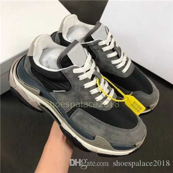 

2019 multi luxury triple s designer chaussures sneaker combination soles low mens womens couple shoes casual shoes, Black