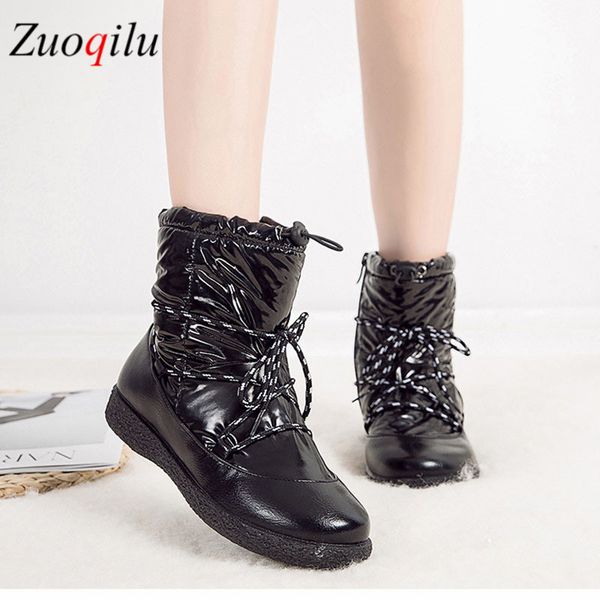 

women boots waterproof warm plush fur snow boots female non-slip thick-soled winter women winter shoes ankle botas black