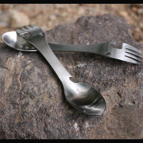 

outdoor camping picnic stainless steel spoon tableware portable fork multi-function spork 1pcs hx02