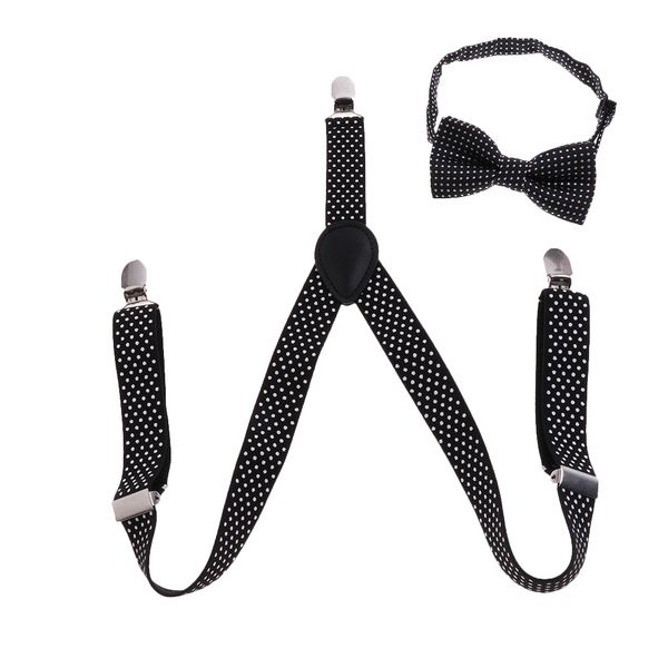 

kids adjustable slim trouser braces suspenders belt multi colors, White;black