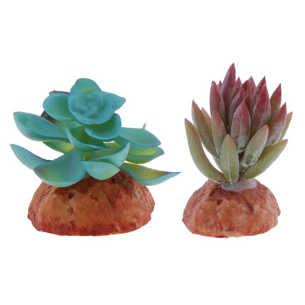 

2pcs reptile decoration ornament, aquarium decor fish tank artificial plant for home decor indoor outdoors