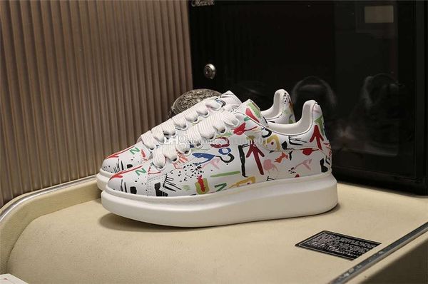 

plate-forme graffiti platform luxury designer mens and womens fashion vintage designer shoes with shoe box white, Black
