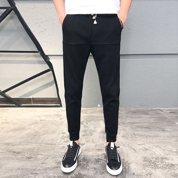 

мода осень зима новый joggers мужчины все match толстый вельвет шаровары мужчин повседневный теплый slim fit hip hop брюки 28-36, Black