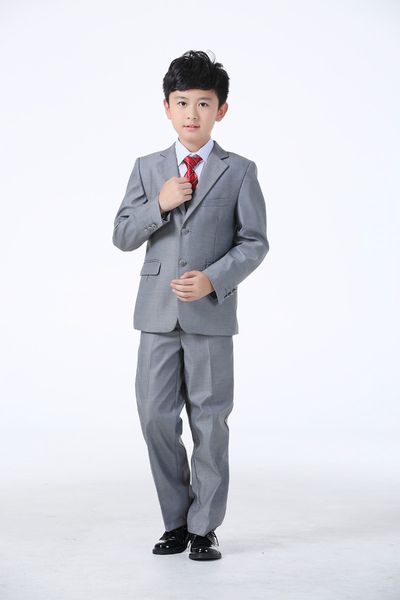 

kids wedding suits blazers coat+blouse+tie+pants+vest children suits costume white black gray color wedding dress boy suits, Blue