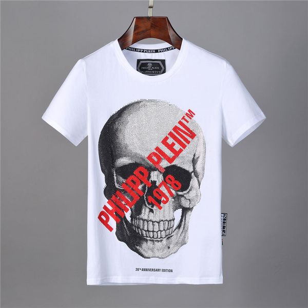 

2020short sleeve t-shirt men's designers t-shirt creative taro drill phillips cotton brand t-shirt summer trends round neck top, White;black