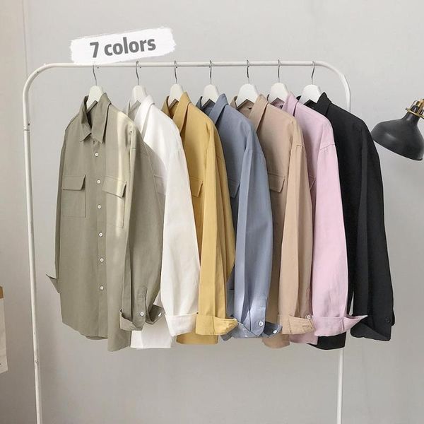 

2020 autumn casual mens long sleeves shirts cotton student style shirts men's clothing fashion shirt men size -5xl, White;black