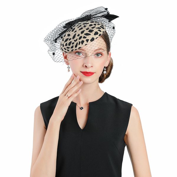 

fascinators hats wedding leopard pillbox hat with veil 100% australian wool felt hat women vintage bow cocktail fedoras, Blue;gray