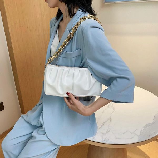 

women chain evening clutch classic texture creative delicate design chic pleated solid shoulder handbag party elegant totes
