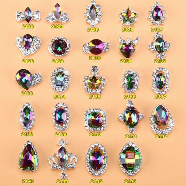 

summer fashion charm colorful magic flame manicure rhinestone diy nail art decoration accessories, Silver;gold