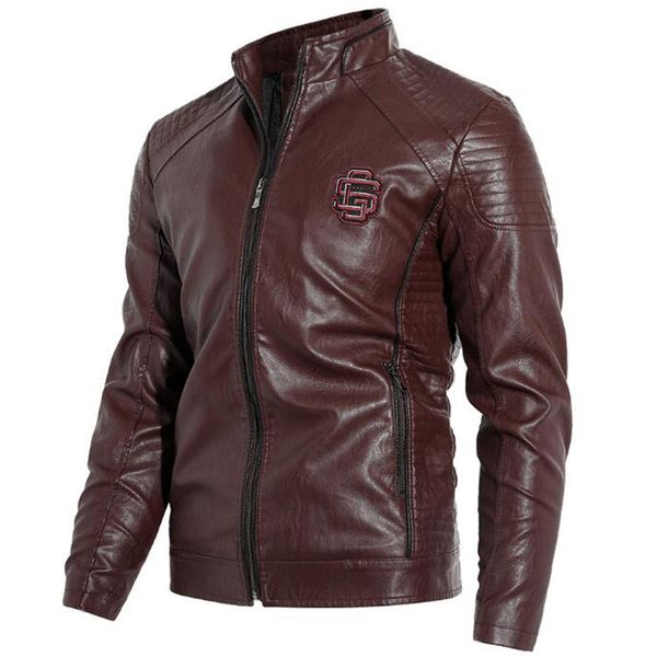 

2019 autumn winter men jacket brand casual outerwear leather jacket men warm fleece coat brand clothing, Black
