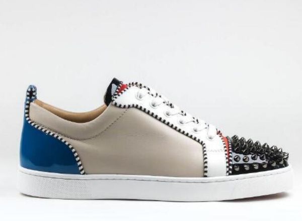 

designer sneakers red bottom spikes flat velours suede sneakers iron grey black men trainers genuine leather party shoes