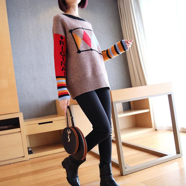 

spring winter women o-neck knitted contrast cute sweater casual soft jumper fashion femme elasticity harajuku pullovers, White;black