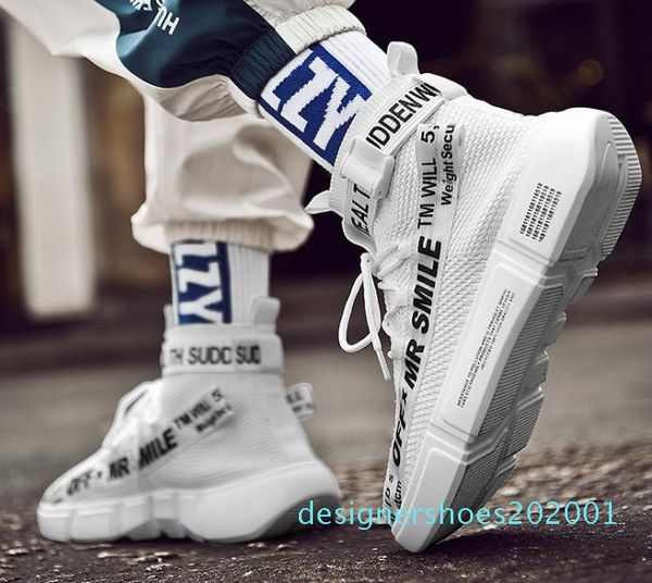 

2019 spring new sports trend high shoes elastic socks shoes reli86 d01, Black
