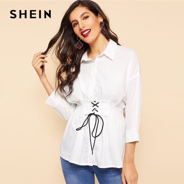 

shein белй плоной коѬе по лаиной алией женка вена на нђѬовке placket, White