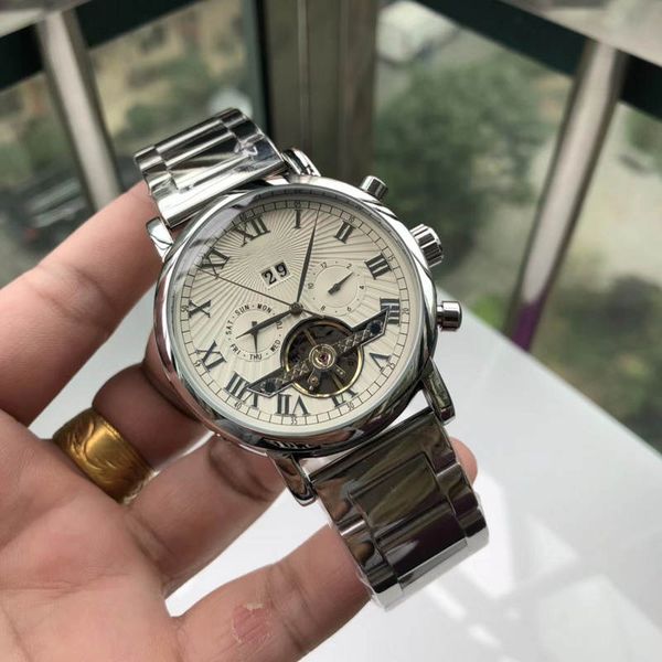 

мода 2019 роскошь часы женский дизайнер роскошные мужские часы женские часы из нержавеющей стали personality большой маховик механической по, Slivery;brown