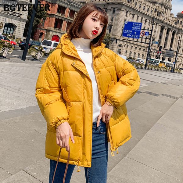 

bgteever hoodies women parkas winter coat jacket zipper female down jackets loose warm cotton padded coat femme 2019 outwear, Tan;black