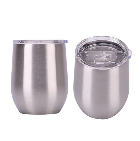 

12oz яйцевидной формы кружка вина стекла кубок пива с ручкой из нержавеющей стали бутылки с водой двухстенного изолированного vacum водного