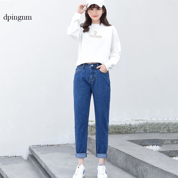 

2019 new slim pencil pants vintage high waist jeans new womens loose cowboy pants c3100, Blue