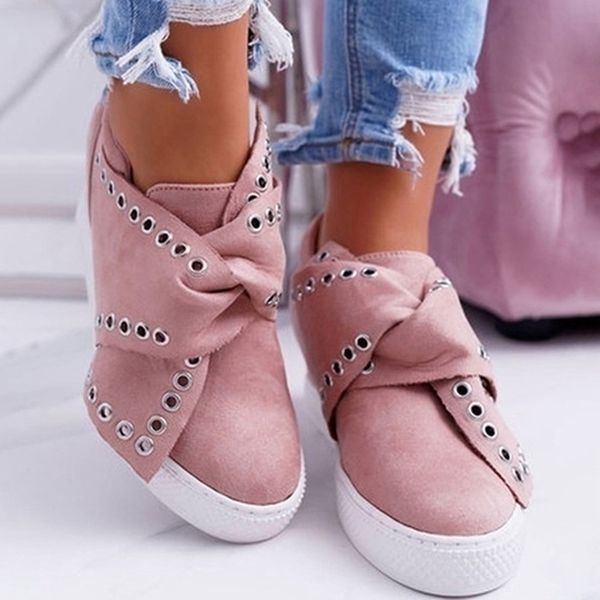 

bow wedge casual sneakers ladies shoes increase heightening platform shoes woman within higher sneakers sapato feminino, Black