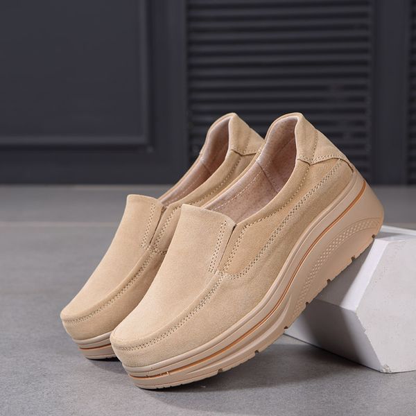 

genuine leather slip on autumn casual women flat platform shoes zapatillas plataforma mujer zapatos buty na platformie ladies, Black