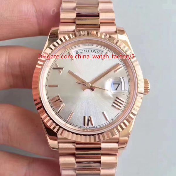 

4 color super quality v8 n 40mm day-date president 228235 roman dial 18k rose gold swiss cal.3255 movement automatic mens watch watches, Slivery;brown