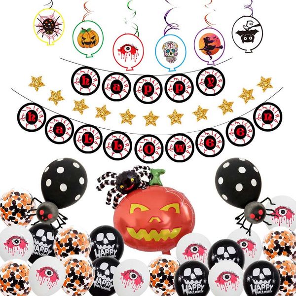 Halloween Kürbis Geist Luftballons Sets Latex Halloween Ballon Set DIY Spinne Folien Ballons Halloween Party Dekoration Requisiten