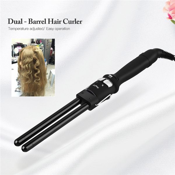 

ceramic styling 2 triple barrel waver hair curler curling iron wand curl double wand big wave tool temperature adjustable tools